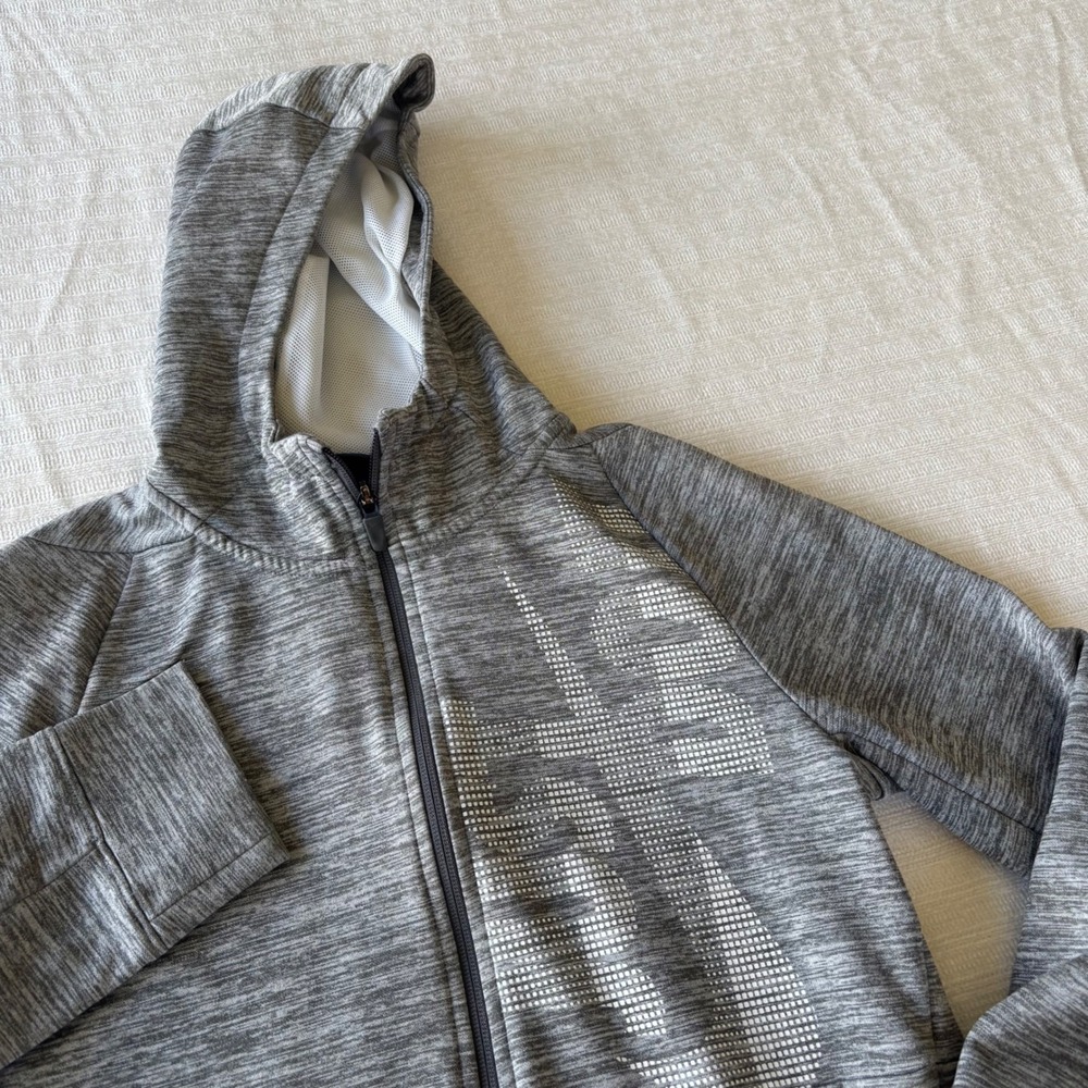 Nike Boys Dri-FIT Full Zip Hoodie Gray Space Dye Pixel Swoosh 939852-091 Large